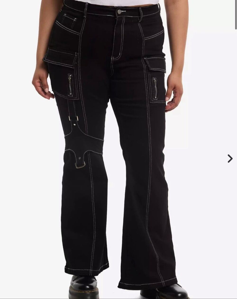 Hot Topic Black Harness Strap Buckle Cargo Jeans Plus Size 16 Nwt